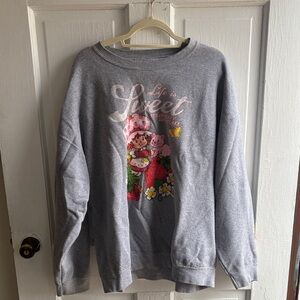 Gray "Life is Sweet" Graphic Crewneck Sweatshirt